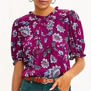 LOFT Purple Floral Blouse
